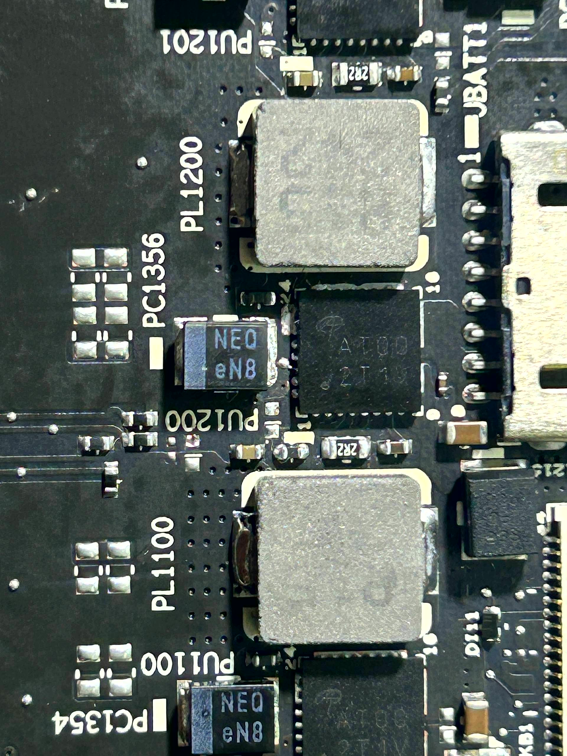 Same laptop motherboard after vSource service · components reseated and cleaned